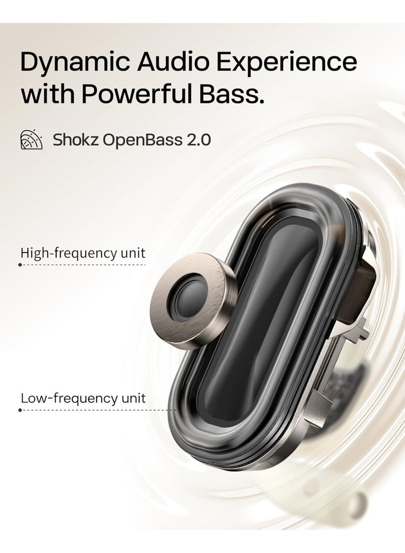 شوكز سماعات أذن لاسلكية مفتوحة OpenFit 2 | سماعات بلوتوث 5.2 مع ميكروفون، 48 ساعة من وقت التشغيل، شحن سريع عبر USB-C، مقاومة للماء IP55، تصميم مع خطاف للأذن، حقيبة حمل – سماعات ستيريو لاسلكية حقيقية - Image 2