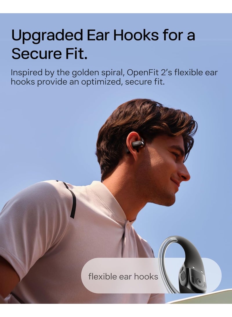 شوكز سماعات أذن لاسلكية مفتوحة OpenFit 2 | سماعات بلوتوث 5.2 مع ميكروفون، 48 ساعة من وقت التشغيل، شحن سريع عبر USB-C، مقاومة للماء IP55، تصميم مع خطاف للأذن، حقيبة حمل – سماعات ستيريو لاسلكية حقيقية - Image 4