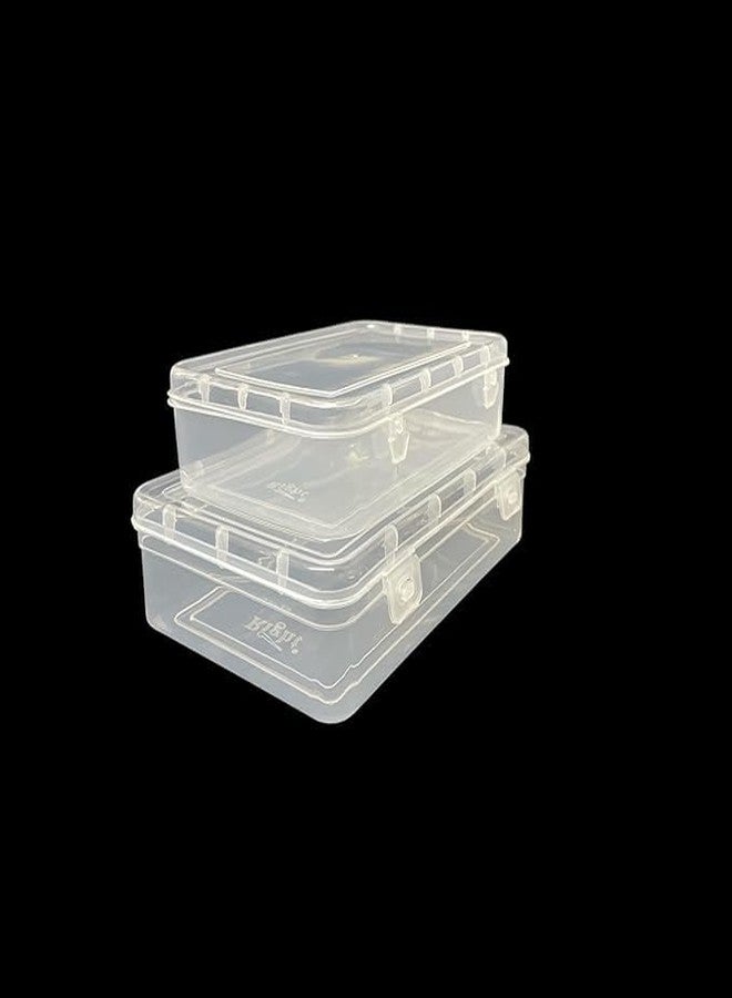 Indianstore4all Small Storage Boxes container with Lock Lid, Jewellery Case Organiser (Size No. - 44, 55) (Clear, 16.5 x 11 x 4.5 Cm) (Clear, 19.5 x 13 x 5 Cm) - Set of 12, Rectangular - Image 2