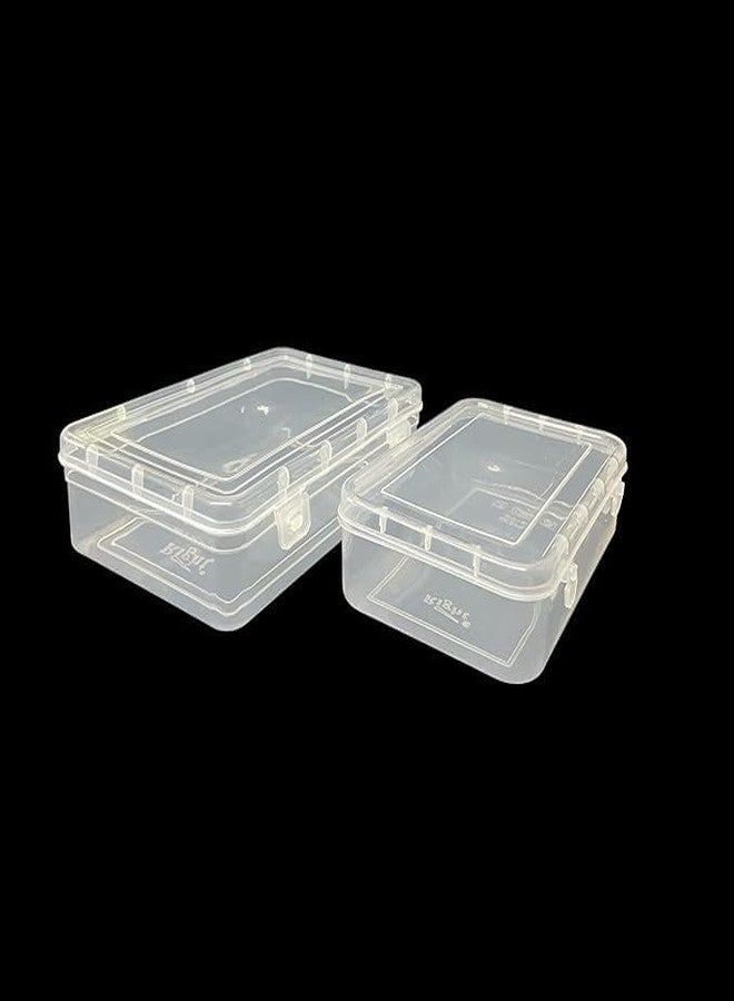 Indianstore4all Small Storage Boxes container with Lock Lid, Jewellery Case Organiser (Size No. - 44, 55) (Clear, 16.5 x 11 x 4.5 Cm) (Clear, 19.5 x 13 x 5 Cm) - Set of 12, Rectangular - Image 3