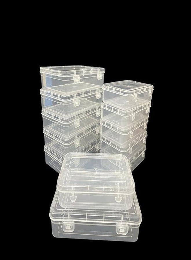 Indianstore4all Small Storage Boxes container with Lock Lid, Jewellery Case Organiser (Size No. - 44, 55) (Clear, 16.5 x 11 x 4.5 Cm) (Clear, 19.5 x 13 x 5 Cm) - Set of 12, Rectangular - Image 5