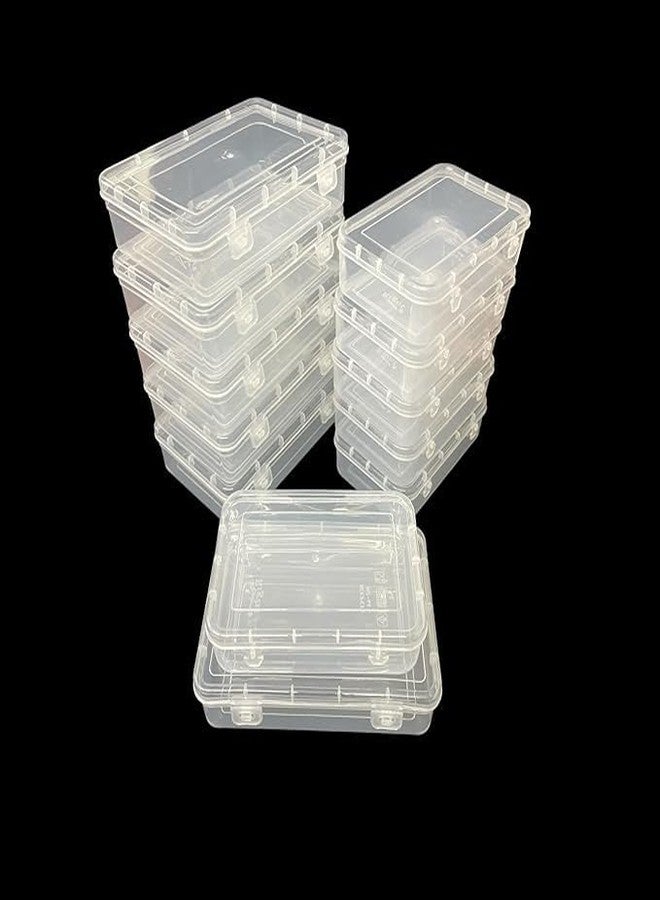 Indianstore4all Small Storage Boxes container with Lock Lid, Jewellery Case Organiser (Size No. - 44, 55) (Clear, 16.5 x 11 x 4.5 Cm) (Clear, 19.5 x 13 x 5 Cm) - Set of 12, Rectangular - Image 1