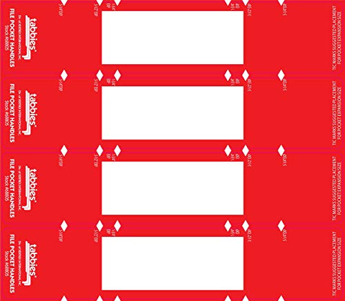 Tabbies File Pocket Handles, 9.63 X 2, Red/White, 4/Sheet, 12 Sheets/Pack - Image 1