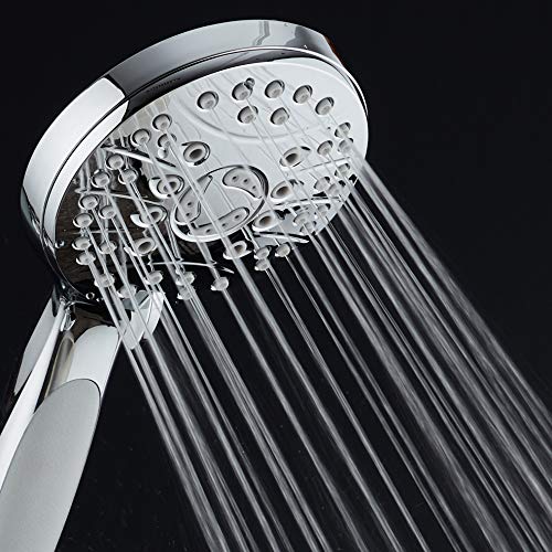 AquaSpa High Pressure 6-setting Luxury Handheld Shower Head – Extra Long 6 Foot Stainless Steel Hose – Anti Clog Jets – Anti Slip Grip – Top US Brand – Includes Extra Wall Bracket – Chrome Finish - Image 2
