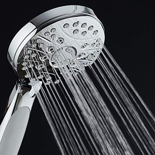 AquaSpa High Pressure 6-setting Luxury Handheld Shower Head – Extra Long 6 Foot Stainless Steel Hose – Anti Clog Jets – Anti Slip Grip – Top US Brand – Includes Extra Wall Bracket – Chrome Finish - Image 5