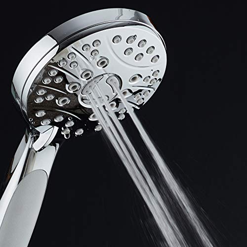 AquaSpa High Pressure 6-setting Luxury Handheld Shower Head – Extra Long 6 Foot Stainless Steel Hose – Anti Clog Jets – Anti Slip Grip – Top US Brand – Includes Extra Wall Bracket – Chrome Finish - Image 3