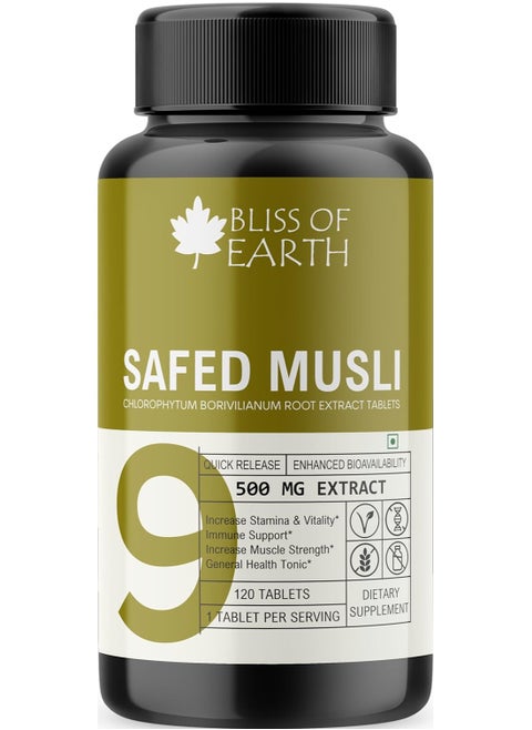 Safed Musli Tablets 120 Count 500Mg Pure Extract Per Serving For Energy And Vitality