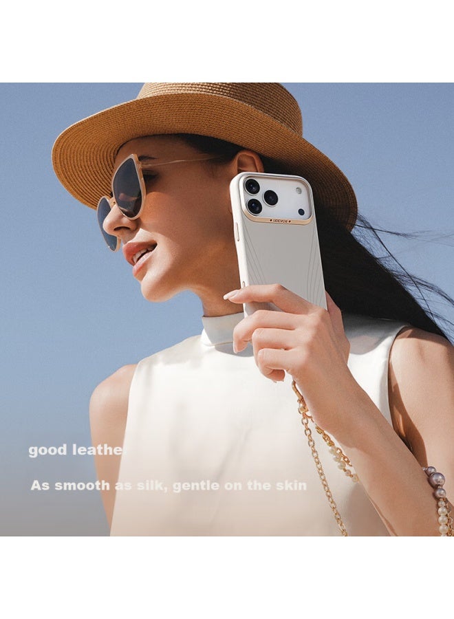 Defense [cold Porcelain Camera Buttons] Suitable For Apple 17 Pro Phone Case, Leather Lightweight Shockproof Skin-feel Iphone 17 Pro Protective Case Full Coverage Xiao Yao White - Image 3