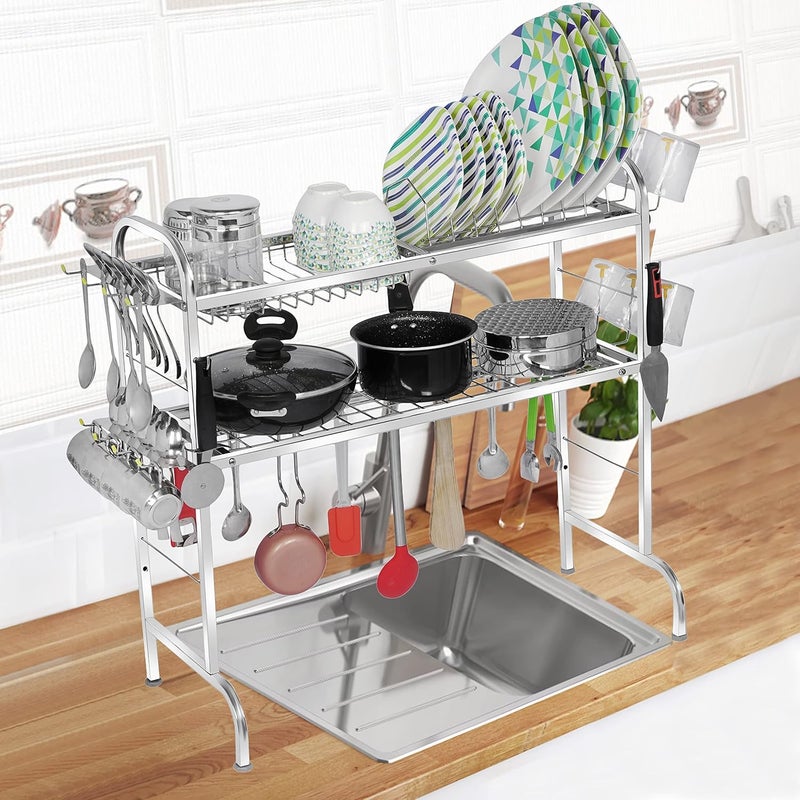 Homify Stainless Steel Over The Sink Dish Drying Rack 28 Inch 2Tier Utensil Holder for Kitchen Counter Top Sink Rack Standing Shelf for Organize Kitchen Kitchen Dish Rack 2 Shelf - Image 2
