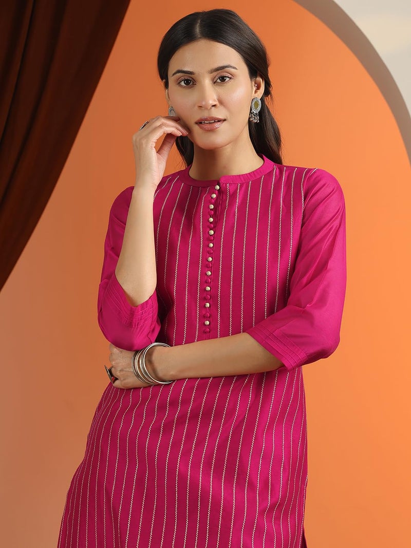 Libas Embroidered Silk Blend Straight Kurta-29920M - Image 5