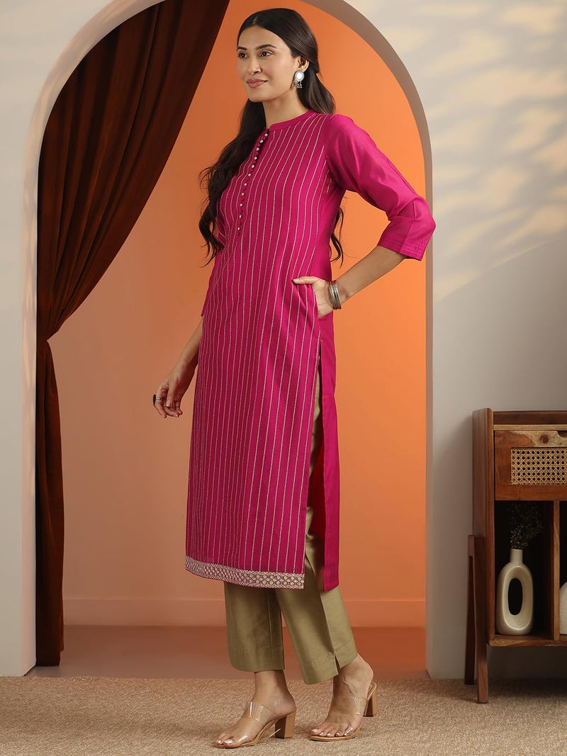 Libas Embroidered Silk Blend Straight Kurta-29920M - Image 3