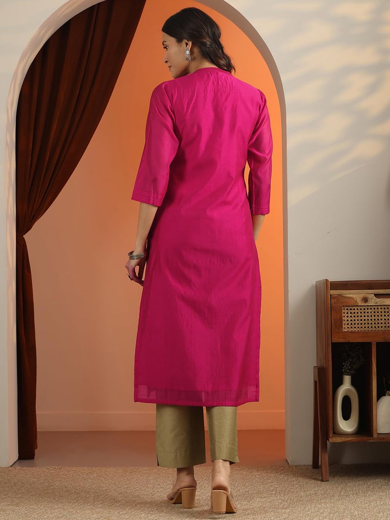 Libas Embroidered Silk Blend Straight Kurta-29920M - Image 4