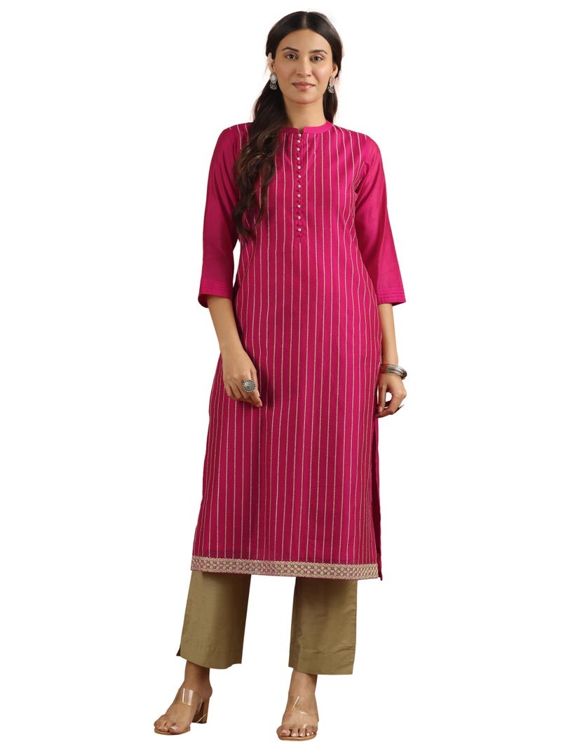 Libas Embroidered Silk Blend Straight Kurta-29920M - Image 1