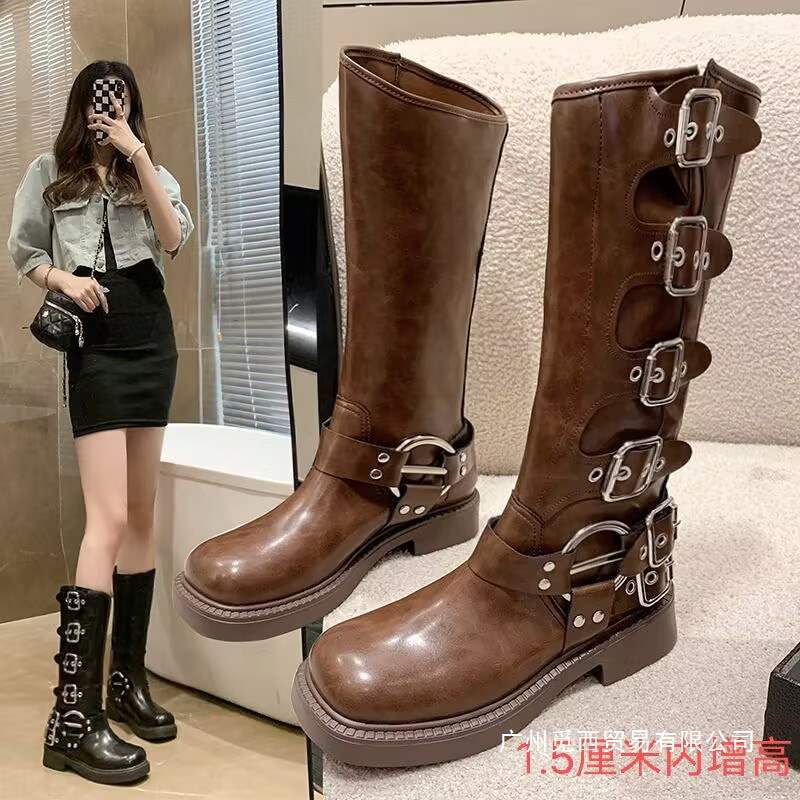Western Cowboy Boots Retro Brown Boots Maillard Style Boots Women'S Knight Boots - Image 3
