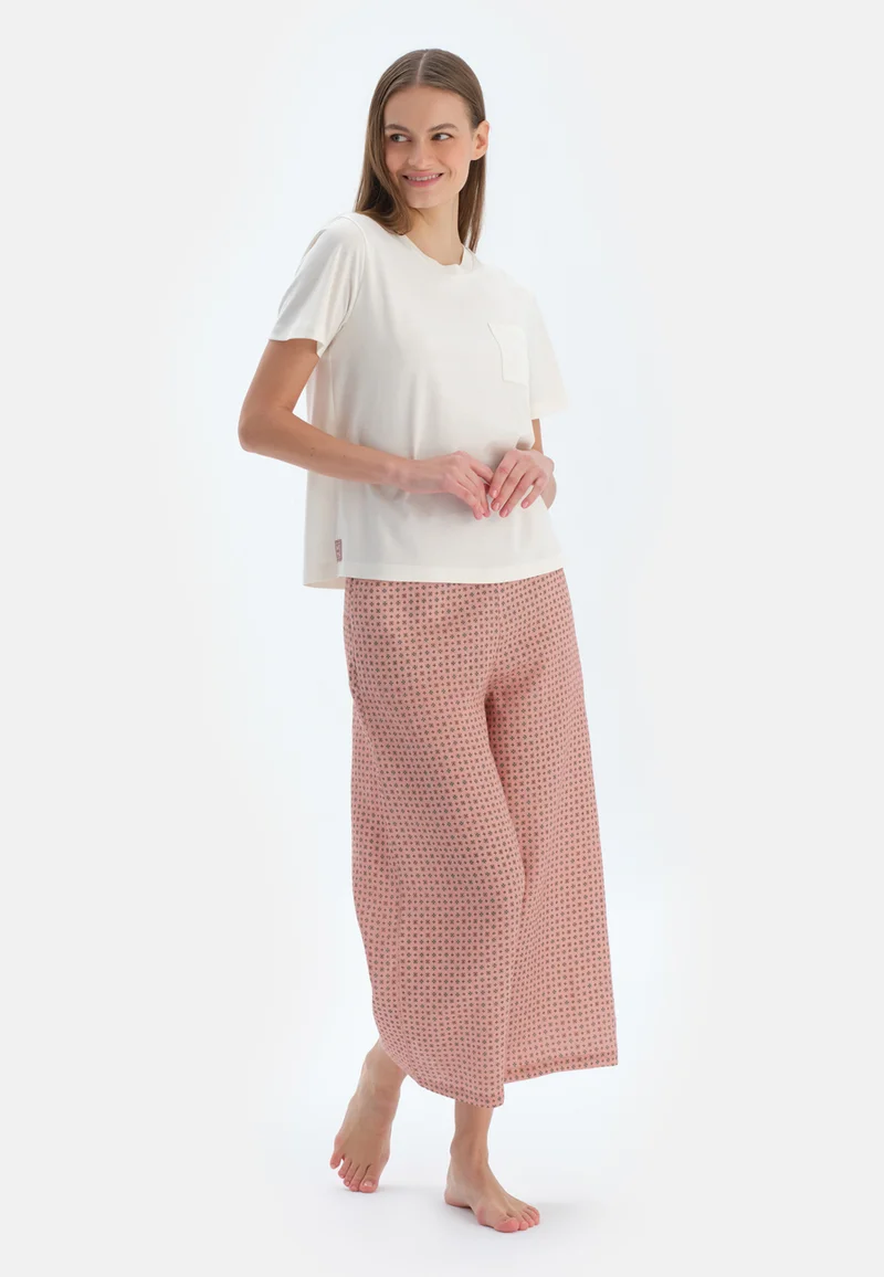 dagi  Regular/Classic Fit T-shirt & Trousers Pajama Sets Crew Neck Cotton Blend Sleepwear for Women | Best Price UAE