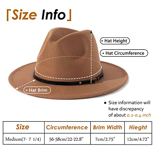 Lisianthus 2 Pack Women & Men Classic Wide Brim Belt Buckle Fedora Hat Set 6 - Image 5