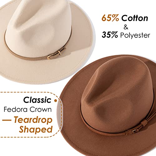 Lisianthus 2 Pack Women & Men Classic Wide Brim Belt Buckle Fedora Hat Set 6 - Image 2