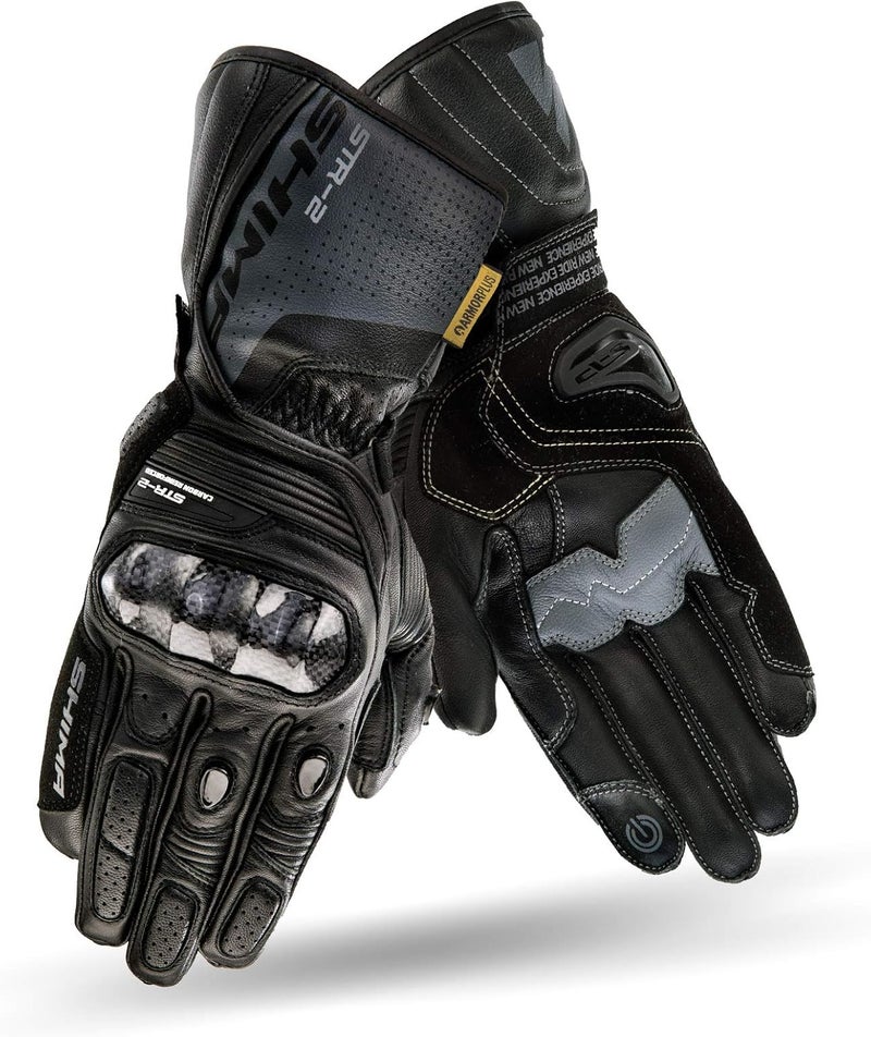 SHIMA STR-2 Men's Leather Motorbike Gloves - Armoured, Touchscreen Compatible, Black, 3XL - Image 3