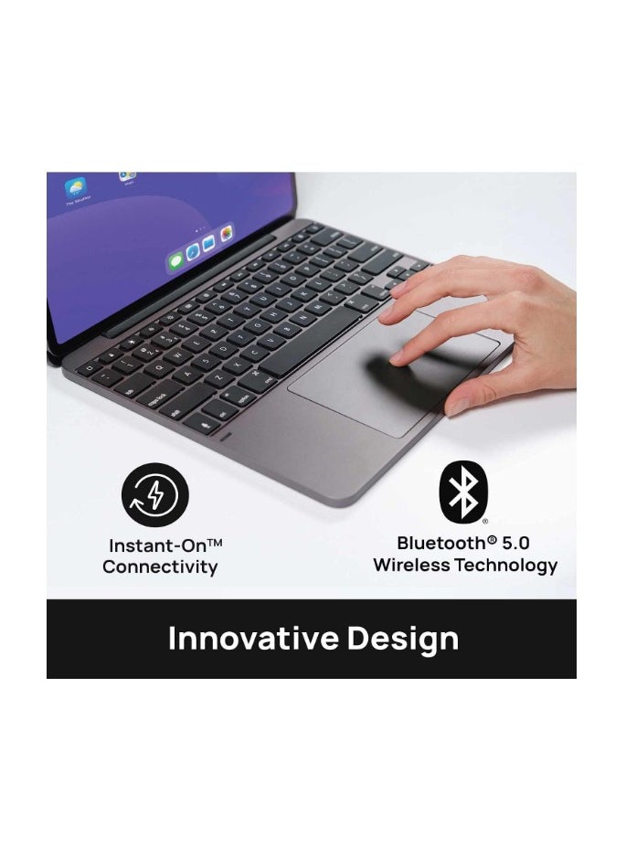 Brydge - Brydge 12.9 MAX+ Wireless Keyboard Case with Multi-Touch Trackpad for iPad Pro 12.9-inch (3rd, 4th & 5th Gen), Integrated Magnetic SnapFit Case | Silver Keyboard with White Case - Image 1