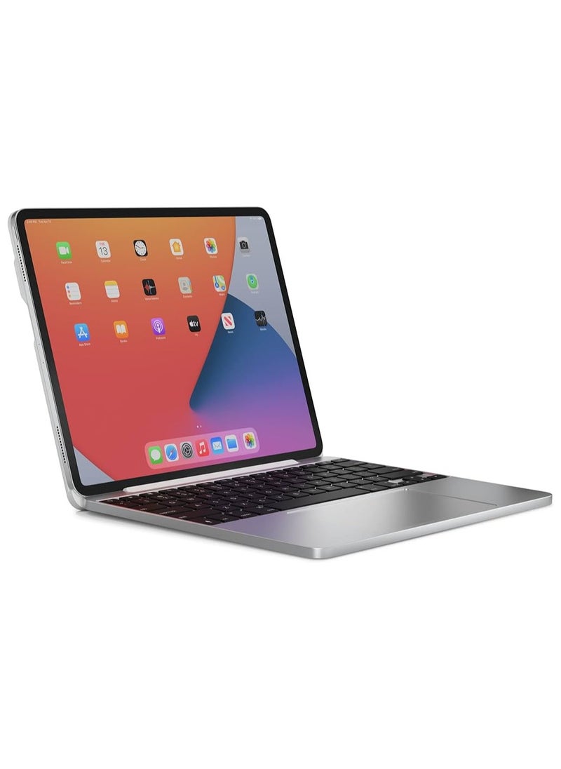 Brydge - Brydge 12.9 MAX+ Wireless Keyboard Case with Multi-Touch Trackpad for iPad Pro 12.9-inch (3rd, 4th & 5th Gen), Integrated Magnetic SnapFit Case | Silver Keyboard with White Case - Image 1