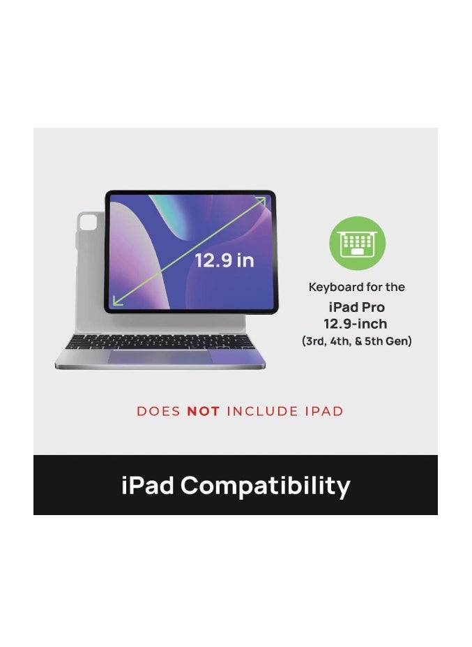 Brydge - Brydge 12.9 MAX+ Wireless Keyboard Case with Multi-Touch Trackpad for iPad Pro 12.9-inch (3rd, 4th & 5th Gen), Integrated Magnetic SnapFit Case | Silver Keyboard with White Case - Image 1