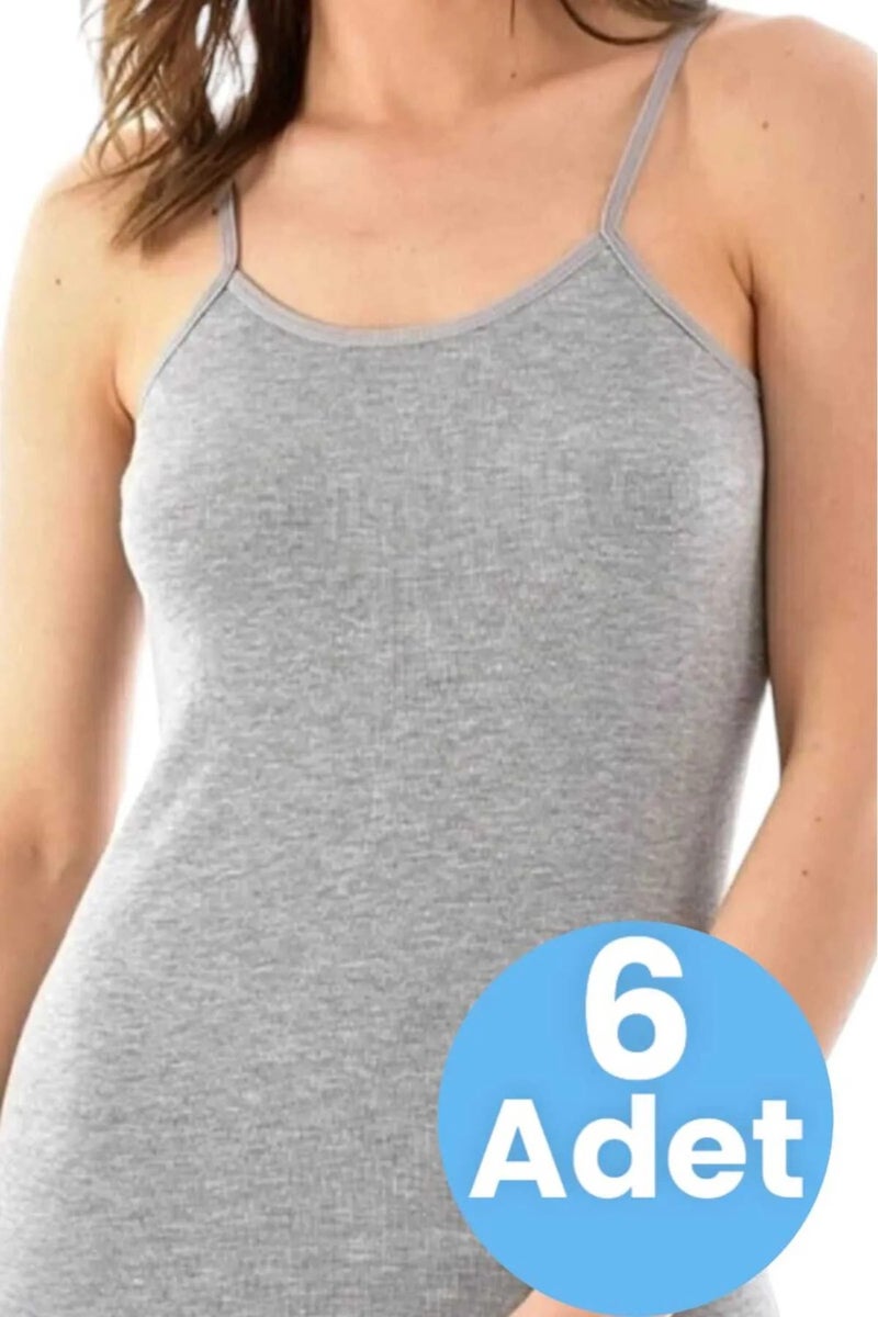 Mostess Girls Gray Rope Suspender Undershirt Cotton Production 6-Pack  - Image 2