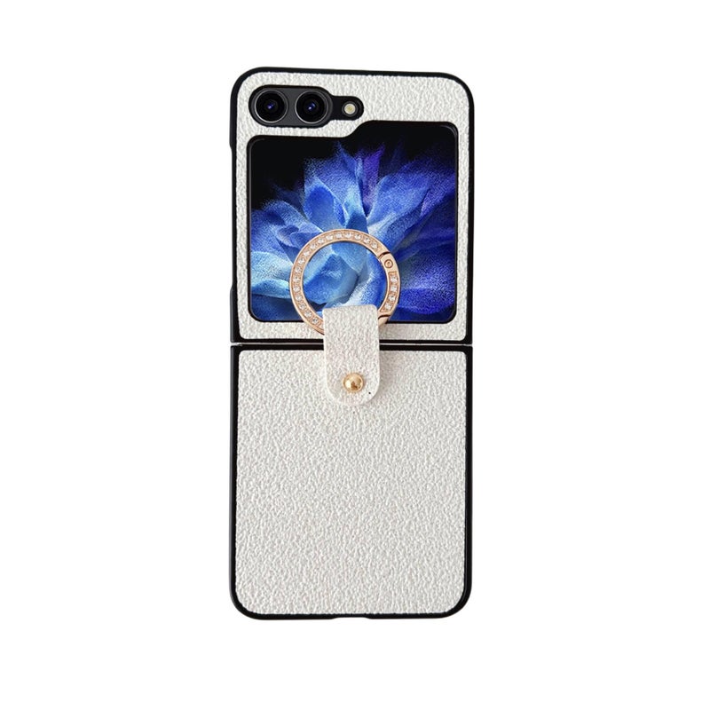 Protective Case | PC | Drop Protection | Ring Holder | White | Shockproof Cover for Samsung Galaxy Z Flip 7 - Image 1