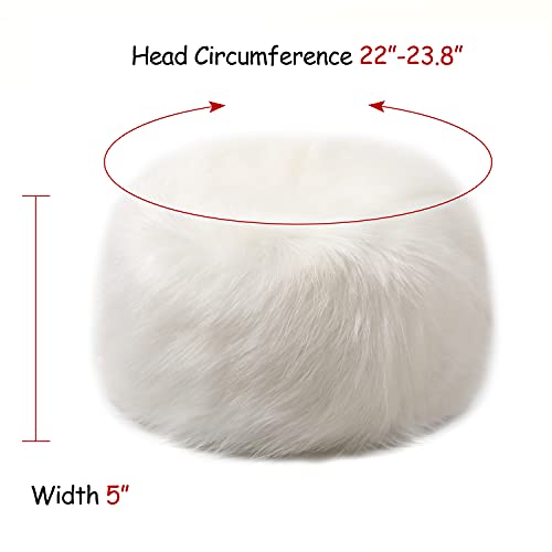 Dikoaina Faux Fur Cossack Russian Style Hat for Ladies Winter Hats for Women, White, Medium - Image 2