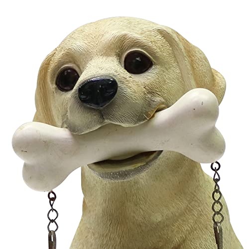 Nature's Mark Labrador Retriever Dog Puppy Statue with Reversible Welcome Sign and Go Away Sign Resin Garden Decor 12" H - Image 3
