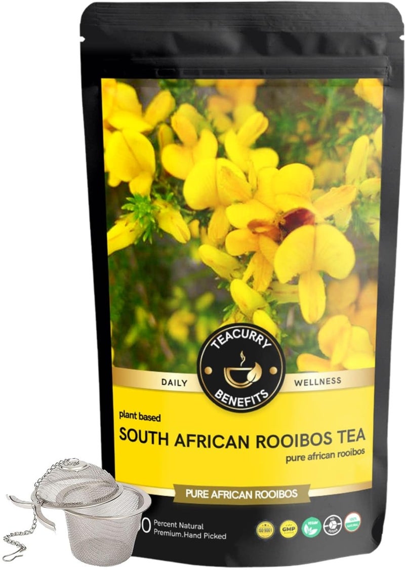 TEACURRY South African Rooibos Tea (200g + Infuser |2 Month Pack) - Helps to Support Heart Wellness | Rooibos Herbal Tea - Image 1