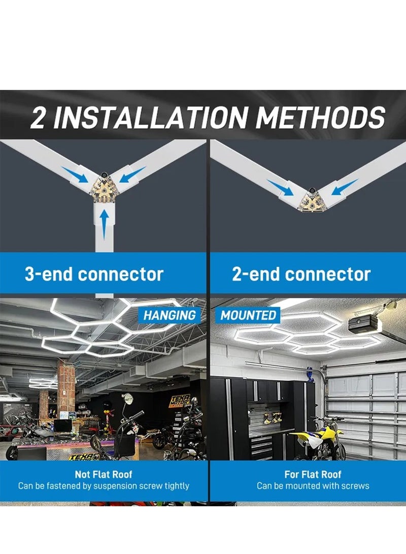 2 Hexagon DIY LED Lights, 6500K Ultra Bright, for Car Detailing, Gym, Workshops, Exhibition Hall, House - Image 4
