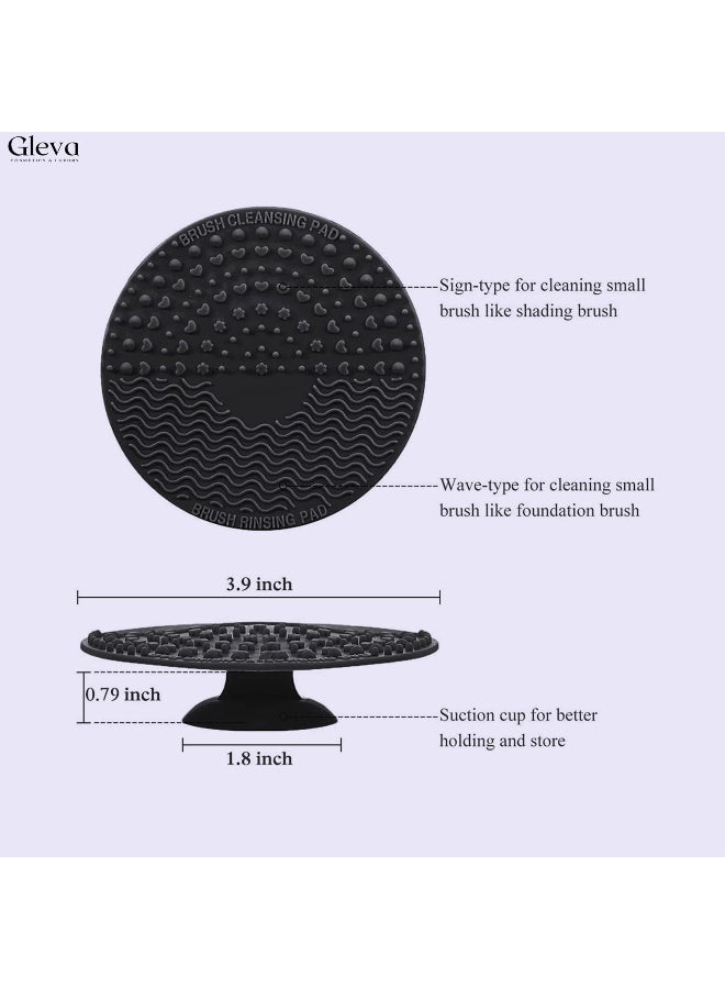 Gleva Portable Washing Tool Cosmetic Brush Cleaner Silicone Makeup Cleaning Brush Scrubber Mat with Suction Cup (Black Round) - Image 4