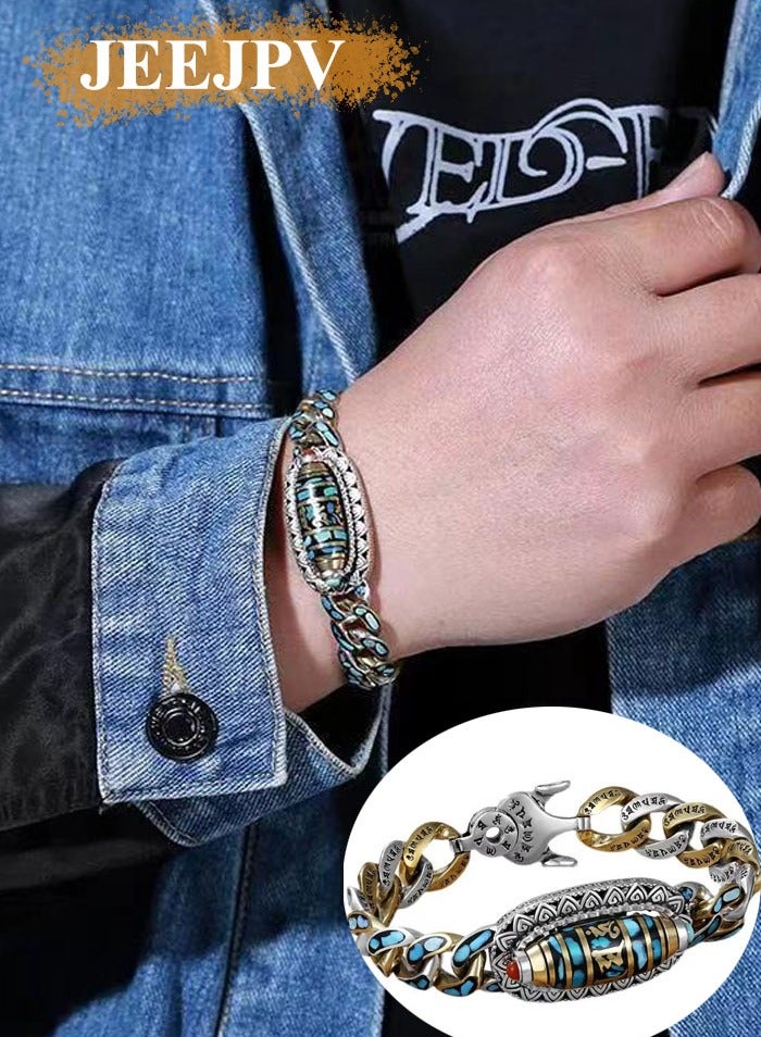 جيج بي في سوار الرجال الفيروزي ذو العيون التسع دزي سوار الحجر الكريم - Image 1