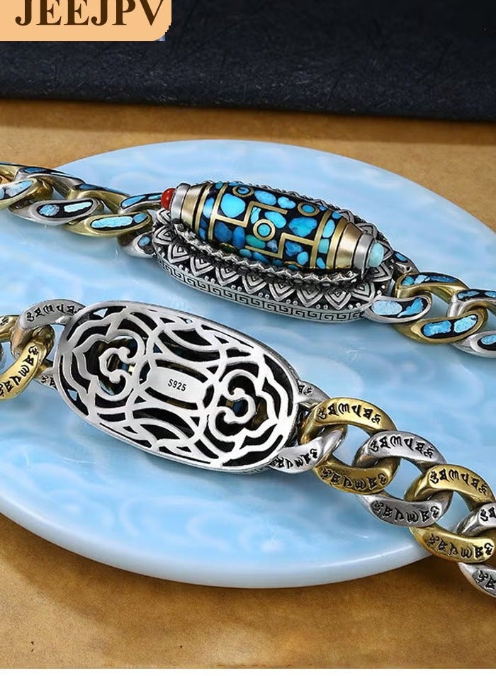 جيج بي في سوار الرجال الفيروزي ذو العيون التسع دزي سوار الحجر الكريم - Image 2