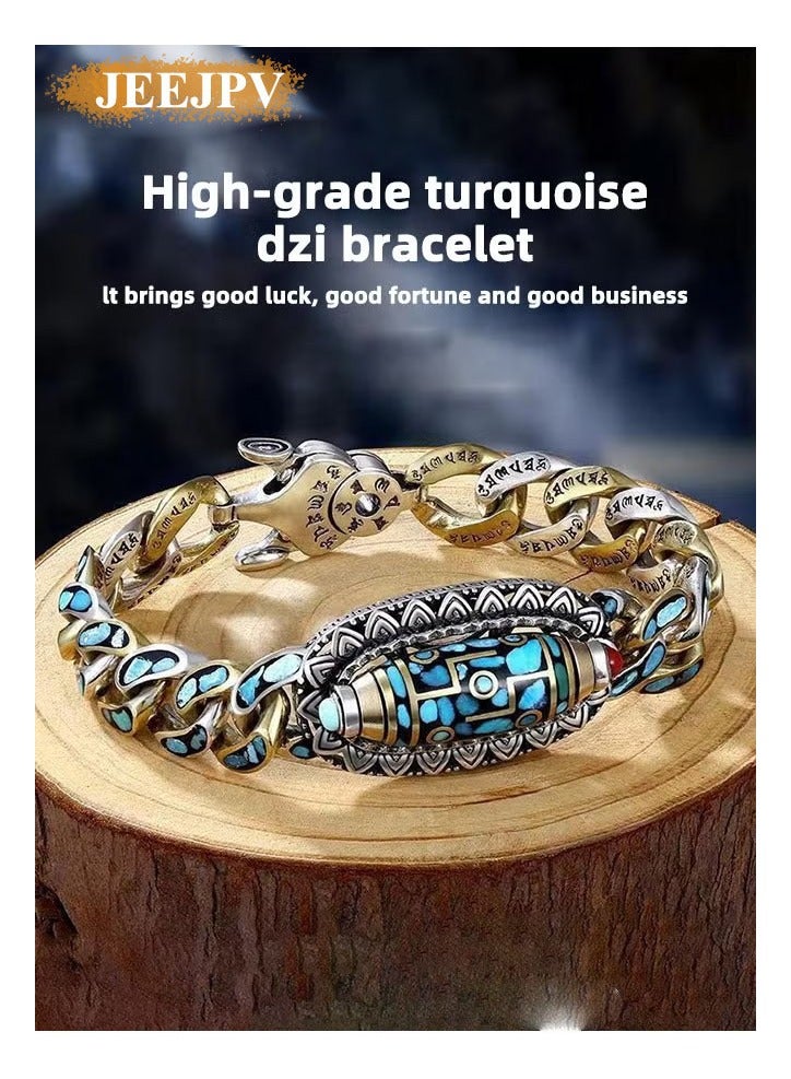 جيج بي في سوار الرجال الفيروزي ذو العيون التسع دزي سوار الحجر الكريم - Image 3