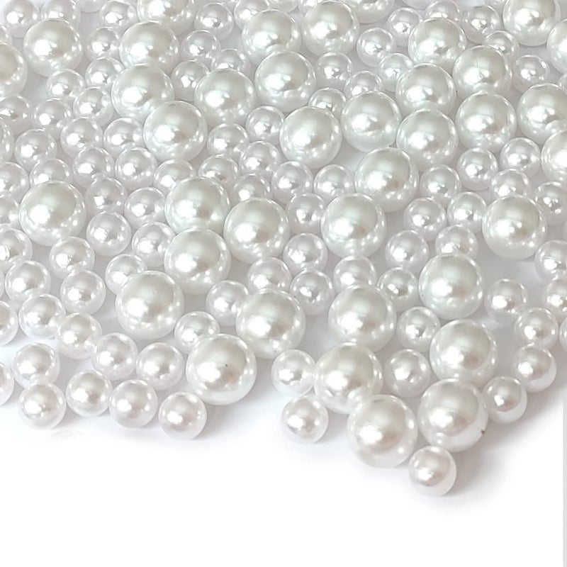 200pcs White Pearl Beads 812mm Loose Spacer Pearls No Hole for Vase Filler Wedding Birthday Party Home Decoration
