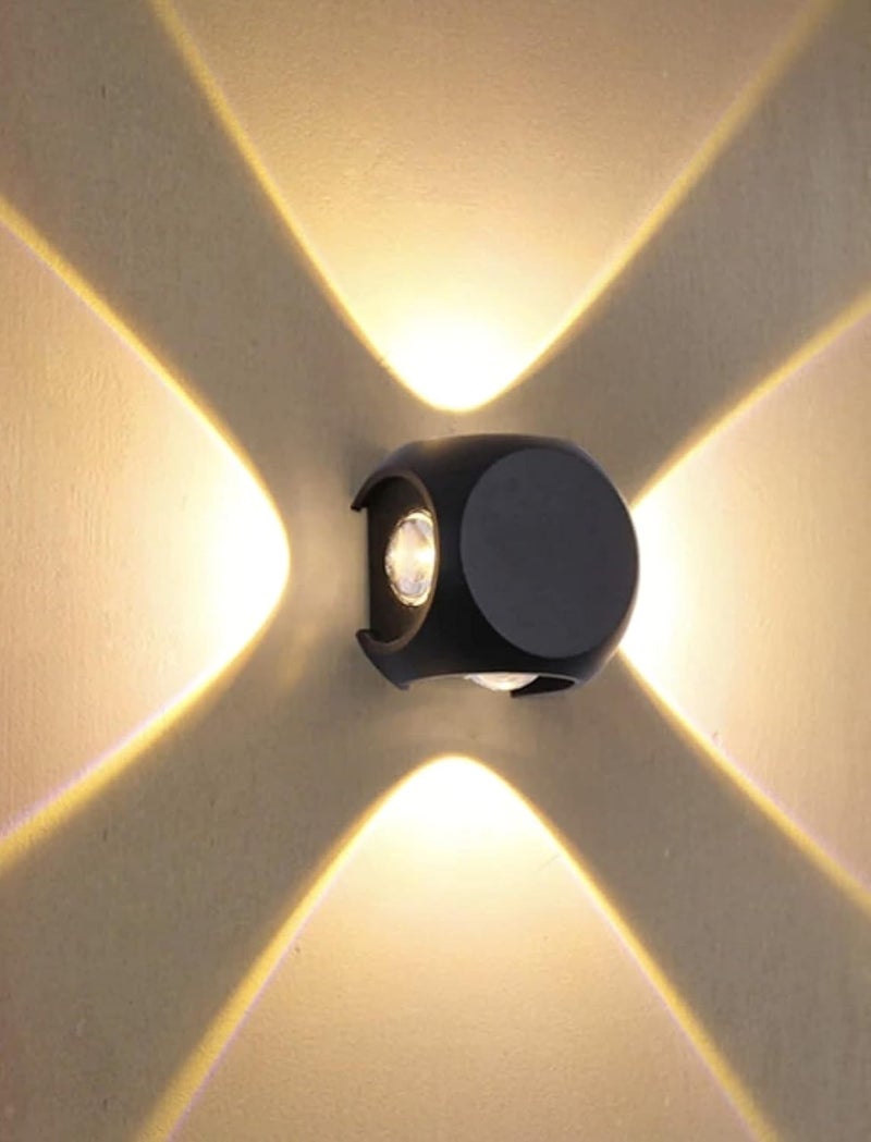 SEER 4 Way Oval Up Down LED Outdoor Waterproof IP65 Exterior Wall Step Light Fixture Lamp Warm White Black Body 8 WattsAluminium - Image 1