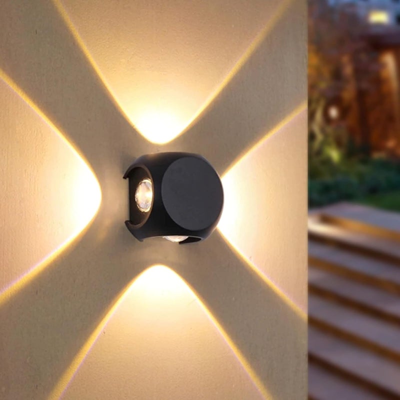 SEER 4 Way Oval Up Down LED Outdoor Waterproof IP65 Exterior Wall Step Light Fixture Lamp Warm White Black Body 8 WattsAluminium - Image 2