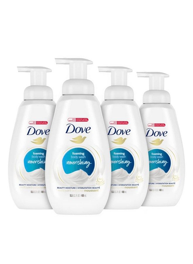 Dove غسول الجسم الرغوي الفوري لبشرة ناعمة ومرطبة بعمق يزيل البكتيريا بفعالية مع تغذية بشرتك، أبيض، 13.5 أونصة، عبوة من 4 قطع - Image 1