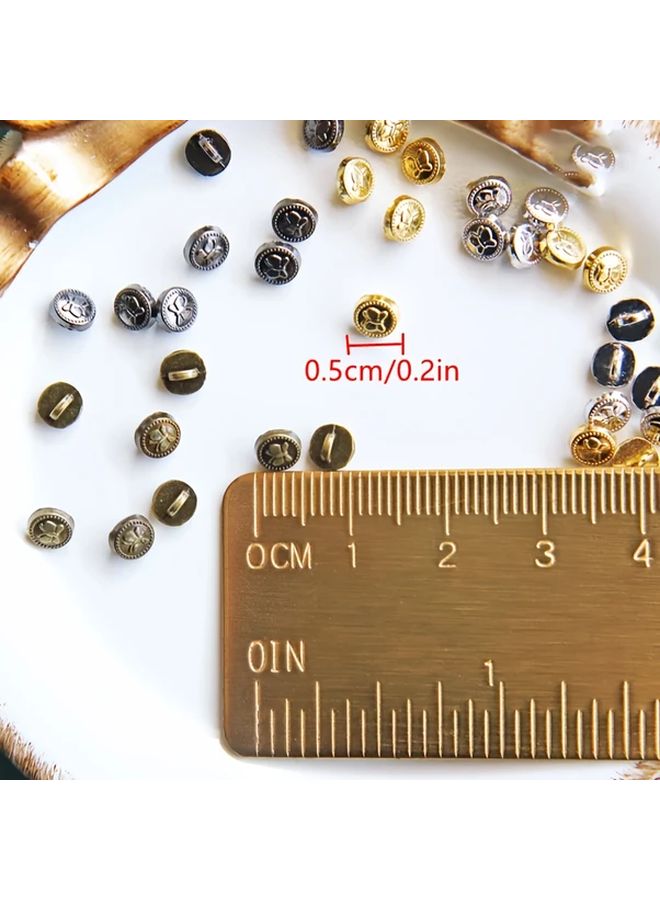 25 Pack Gun Black Gothic Metal Butterfly Shank Buttons 0 5cm For DIY Craft Sewing - Image 3