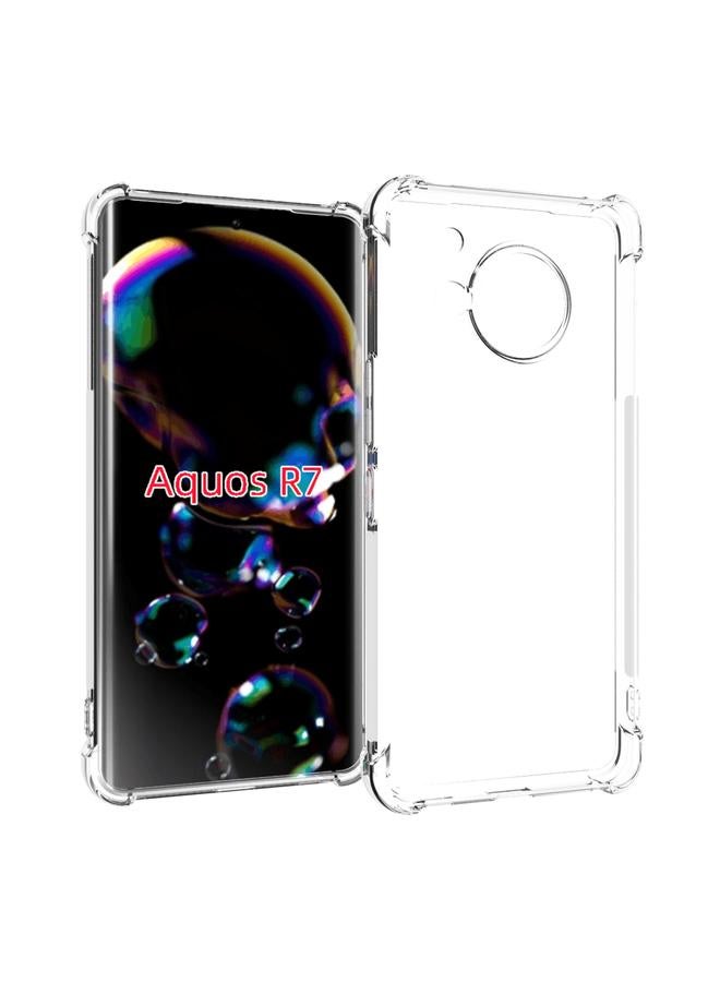 جراب هاتف TPU سميك مقاوم للصدمات وغير قابل للانزلاق لهاتف Sharp Aquos R7 (شفاف)