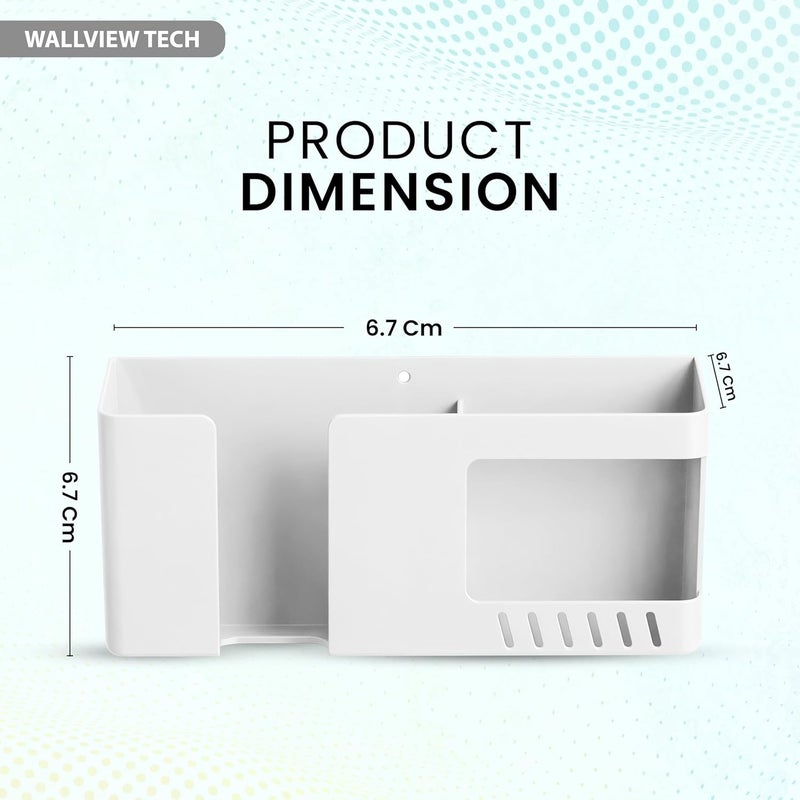 WALLVIEW TECH Wall Mobile Holder Multi-Purpose Mobile Stand For Wall Remote Holder&Mobile Charging Stand,Wall Phone Holder Kitchen Organizer Rack Wall Mounted Useful Gadget For Smartphones -(White) - Image 4