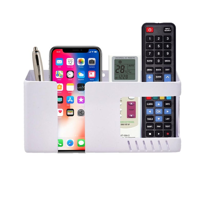 WALLVIEW TECH Wall Mobile Holder Multi-Purpose Mobile Stand For Wall Remote Holder&Mobile Charging Stand,Wall Phone Holder Kitchen Organizer Rack Wall Mounted Useful Gadget For Smartphones -(White) - Image 1