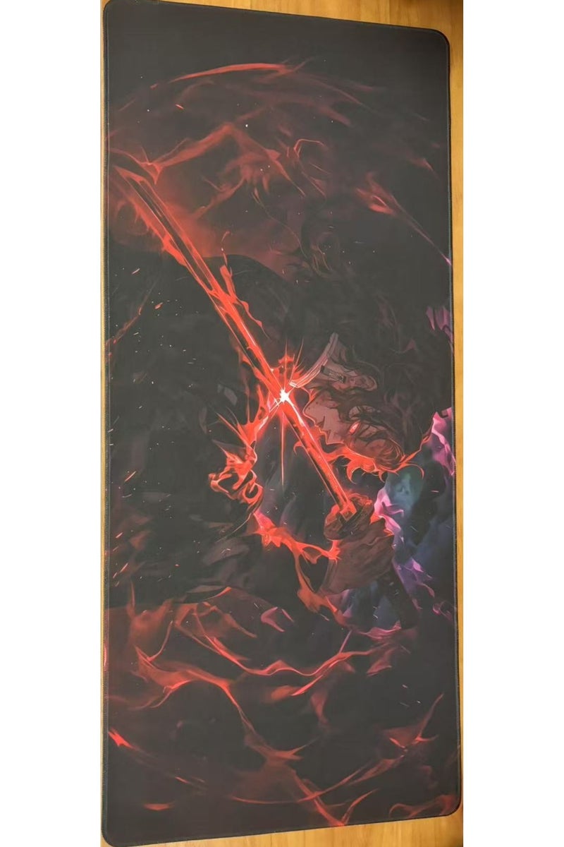 Heyla Extra-large anime cartoon game mouse pad, thickened desk pad with precise locking edge and anti-slip keyboard，15.7×35.4 inch - Image 1