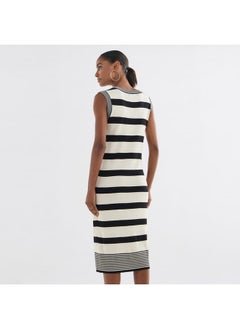 FAV Textured Sleeveless Dress with Round Neck  - Image 3