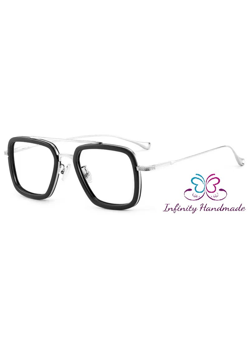 Blue Light Computer and Mobile Glasses – Stylish Square Metal Frame for Men and Women – Anti-Blue Light and Anti-Fatigue Lenses for Reading, Working, Studying, and Gaming - Image 1