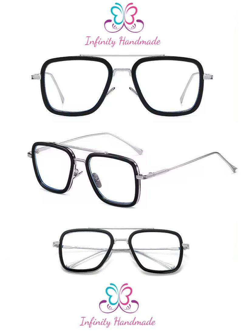 Blue Light Computer and Mobile Glasses – Stylish Square Metal Frame for Men and Women – Anti-Blue Light and Anti-Fatigue Lenses for Reading, Working, Studying, and Gaming - Image 2
