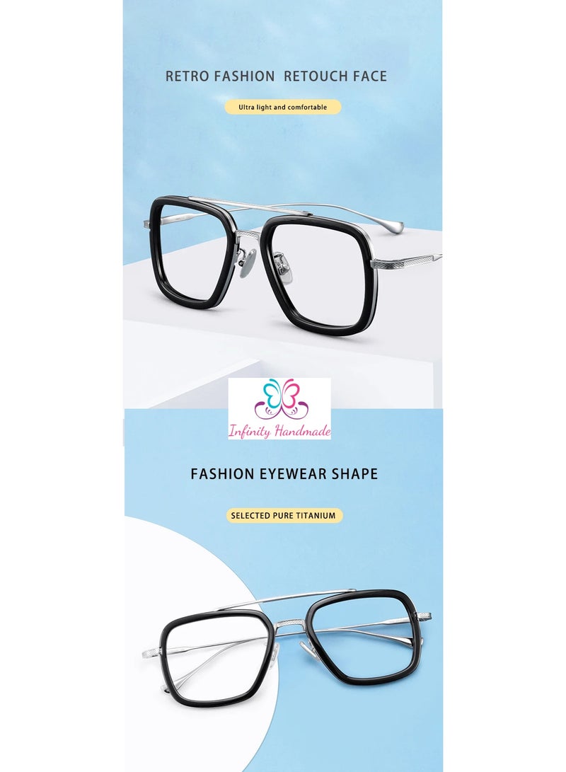 Blue Light Computer and Mobile Glasses – Stylish Square Metal Frame for Men and Women – Anti-Blue Light and Anti-Fatigue Lenses for Reading, Working, Studying, and Gaming - Image 4