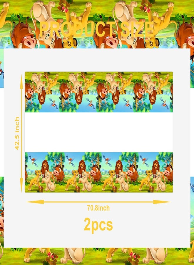 OMTO 2Pcs Lion-King Tablecloth Disposable Tablecover Birthday Party Supplies and Decorations for Kid Boy Baby Shower Rectangle Tables 70"X42",2 Pack - Image 4