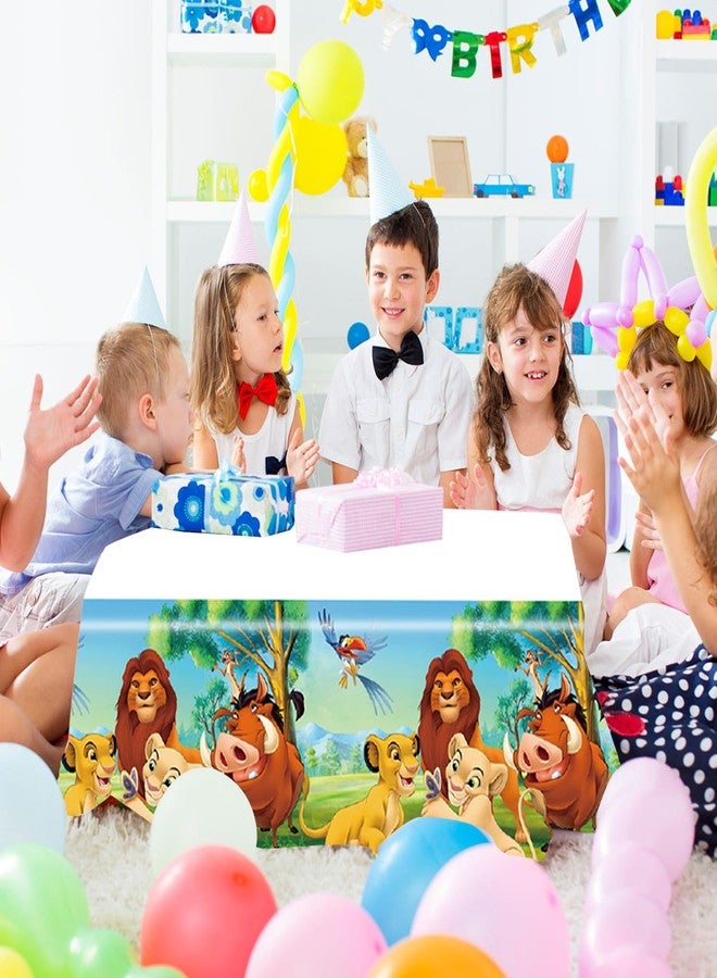 OMTO 2Pcs Lion-King Tablecloth Disposable Tablecover Birthday Party Supplies and Decorations for Kid Boy Baby Shower Rectangle Tables 70"X42",2 Pack - Image 3